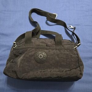 Kipling Duffle Bag Womens Small Black Nylon Crossbody Shoulder Travel Zip FLAW